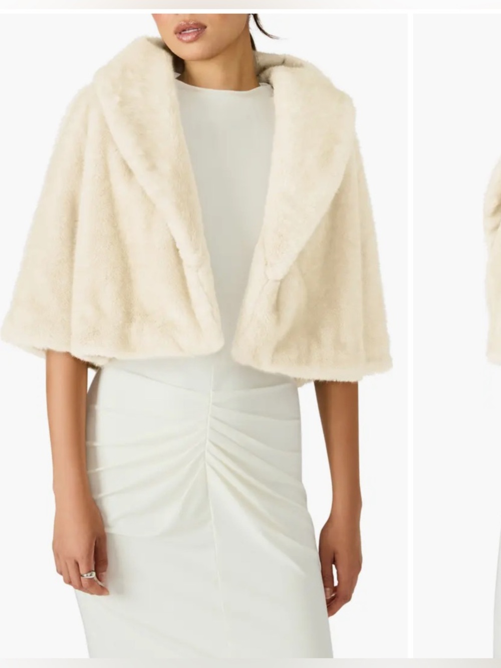 Steve Madden Cream Faux Fur Capelet